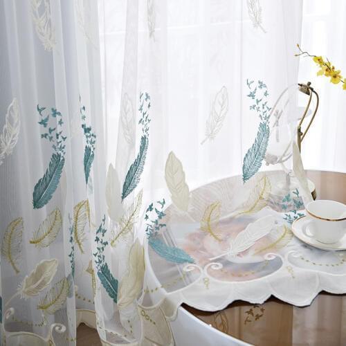 Blue Feather velvet Curtains for Living Room Bedroom Kitchen Tulle Voile Curtains on the Window Drapes Modern style DS404&C