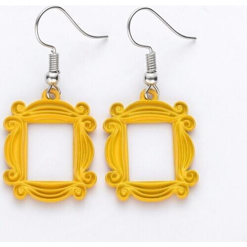 Friends TV Show Big Earrings Peephole Frame Yellow Earring Classic Jewelry Best Friend/Valentine'Day Gift Women Earring