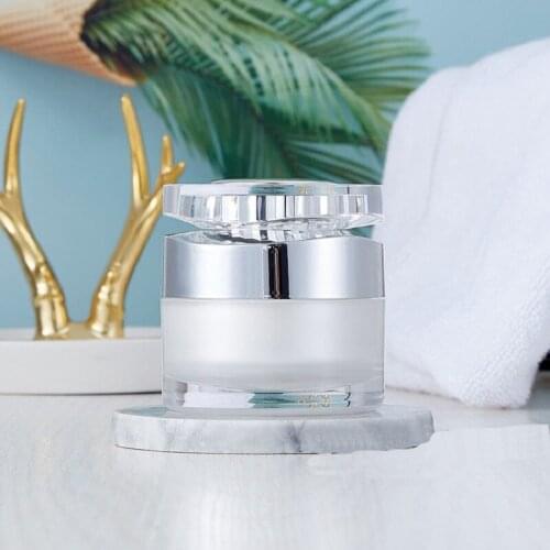 30G pearl white acrylic jar bottle diamond shape lid for serum/eye essence/moisturizer/day night cream skin care cosmetic pack