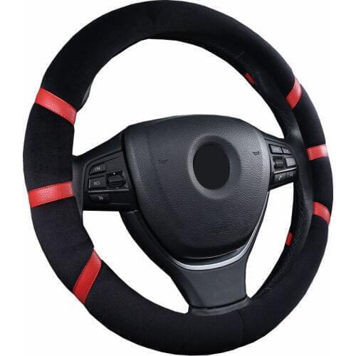 Winter Fox Fleece Car Steering Wheel Cover Wrap 6 Colors to Choose For 37- 38 CM 14.5"-15" Braid on Steering-Wheel Warm Soft
