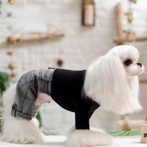 Cotton Denim Knitted Jumpsuit Pet Clothes Four-legged Bottoming Shirt Dog Clothes Teddy VIP Autumn and Winter Clothes