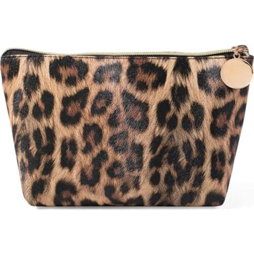 Leopard Makeup Bag Cosmetic Purse Lipstick Pouch Toiletry Travel bag and Brush Organizer Pouch Clutch For Women 50 Pieces