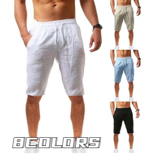 Summer New Style Mens Casual Sports Cotton and Linen Comfortable Fashion Shorts Jogging Pants