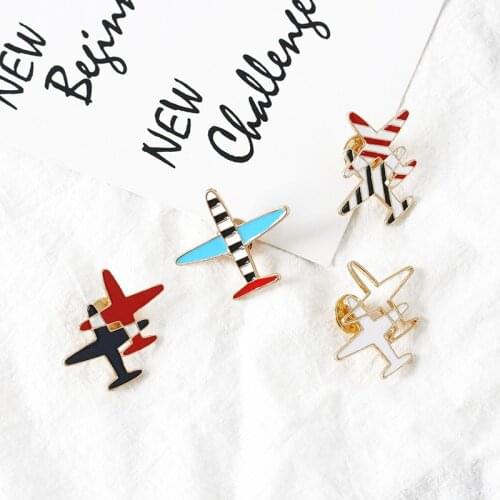 Miuoxion Wholesale Fashion Stripe All-Match Jewelry Kids Airplane Brooch For Women Feature Namour Charm Gift Four Seasons