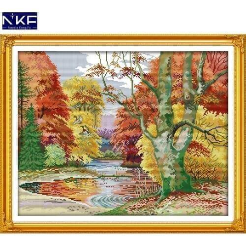 NKF A Modern Water From The Wind Cross Stitch Pattern DIY Kit Needlework Embroidery Sets Chinese Cross Stitch for Home Decor