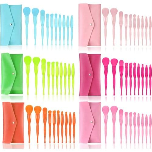 New Makeup Brush Set 10 Candy Color Eyeshadow Blush Loose Powder Cosmetic Highlight Repair Brush Foundation Beauty Tool