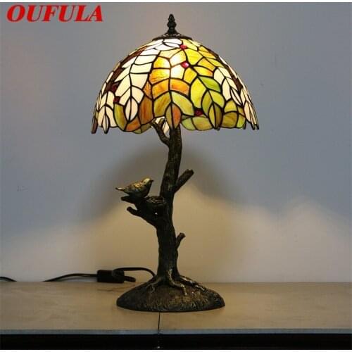 OUFULA Tiffany Table Lamps Contemporary LED Colorful Desk Light Creative for Home Bedroom Decoration
