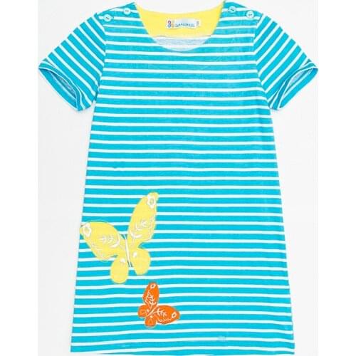 Baby Dresses 100% Cotton Girl Blouses Embroidery Summer Short Kids Tops Jumpers Children Sweatshirts Stripe Shirts