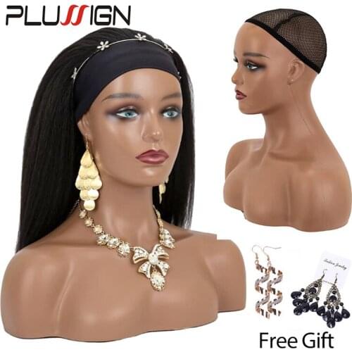 Plussign Realistic Half Body Double Shoulder Pvc Training Mannequin Heads For Display Wigs Hat Jewelry Practice Model Head