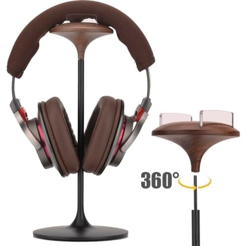 Headphone Stand Black Walnut/Beech & Aluminum Nature Wood Headset Holder for AirPods Max/Beats/Bose/Sennheiser/Sony/AKG and More