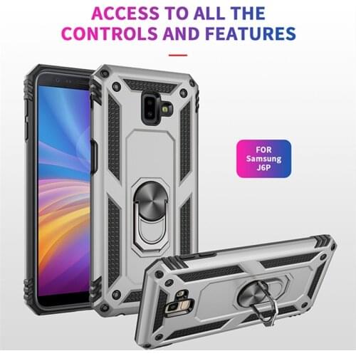 Shockproof Armor Kickstand Phone Case For Samsung Galaxy J4 J6 2018 EU Finger Magnetic Ring Holder Cover For Galaxy J4 J6Plus