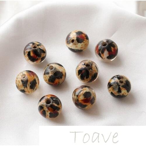 Autumn and winter leopard pattern round beads straight hole diy jewelry beads material hand-made accessories