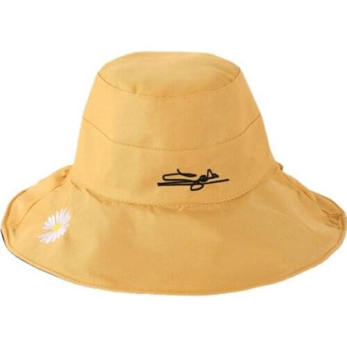 Summer BIg Wide Brim Sun Hat For Women Outdoor Hiking Letter Daisy Beach Hat Female Foldable Bob Bucket Cap Panama Gorro