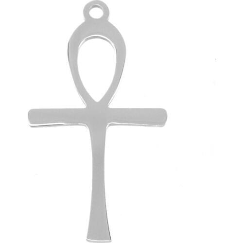 Simsimi ankh cross Pendants diy jewelry for men women both side mirror polish Stainless steel wholesale 10pcs