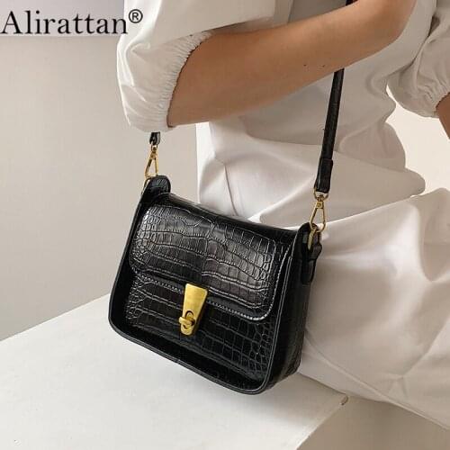 New PU Leather Retro Shoulder Bags For Women Designer Crocodile Pattern Travel Shopping Crossbody Bag Fashion Trendy Bag INS