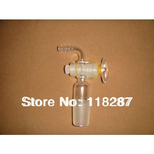 Vacuum adapter 90 bend with glass Stopcock,24/29, 8MM hose connection,glass valve