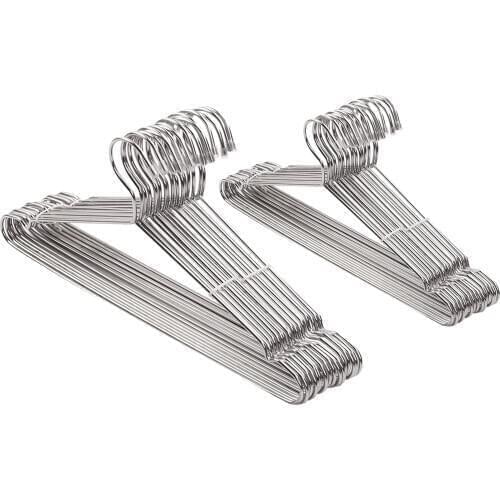 Stainless Steel Coat Hangers for Adults Clothes Trouser Suit T-shirt Garment, 10 Pcs Pack