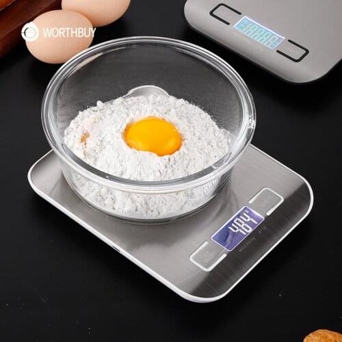 WORTHBUY Electronic Kitchen Scale LCD Digital Scale Stainless Steel Measuring Scale For Baking Kitchen Measuring Tools