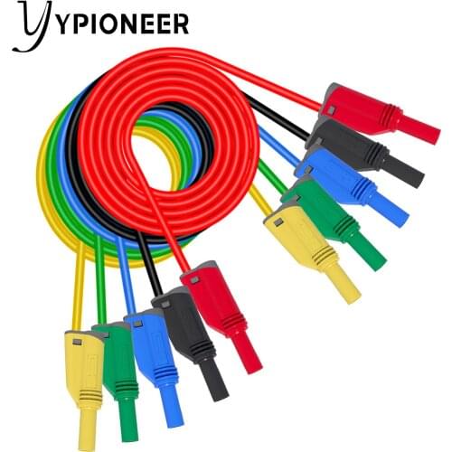 YPioneer P1050-1 5PCS Banana Plug Silicone Test Leads 4mm Fully Insulated Safety Shrouded Stackable Banana Plug Soft Wire