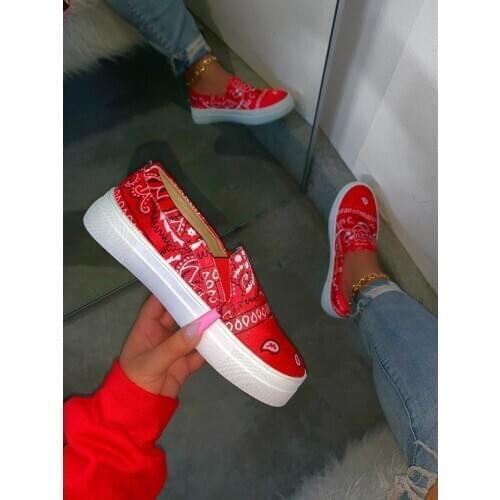 2020Dropship Women Flat Loafers Print Leather Vulcanized Shoes Summer Spring Women Casual Shoes Round Toe Woman Girls Shoes37-42