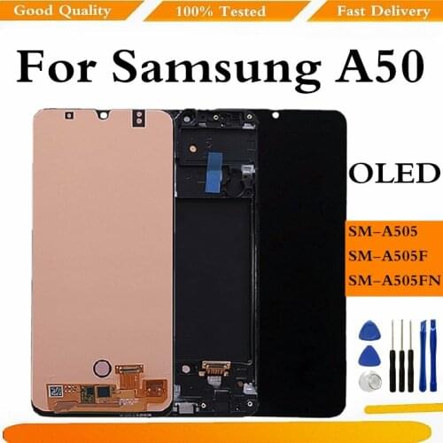Super OLED For Samsung Galaxy A50 SM-A505FN/DS A505F/DS A505 LCD Display Touch Screen Digitizer With Frame For Samsung A50 lcd