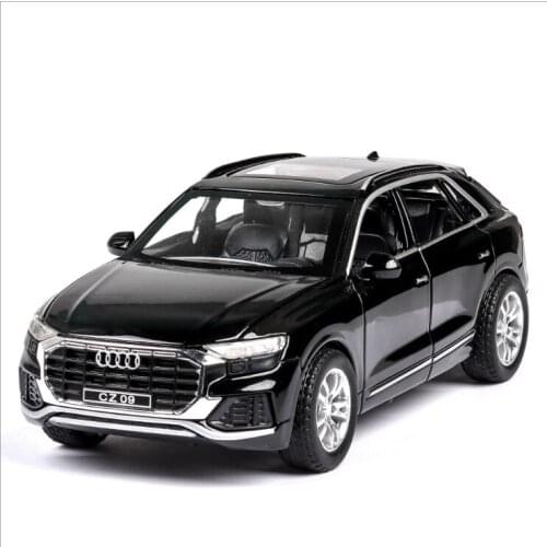 1: 32 Audi Q8 Simulation Alloy Childrens Toy Car Model With Sound And Light 6 Door Opening Childrens Birthday Gift Black