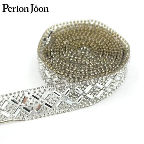 1 yard Shiny glass rhinestone tape hot fix glass crystal Ribbon applique DIY crafts wedding dress accessory decoration TR140