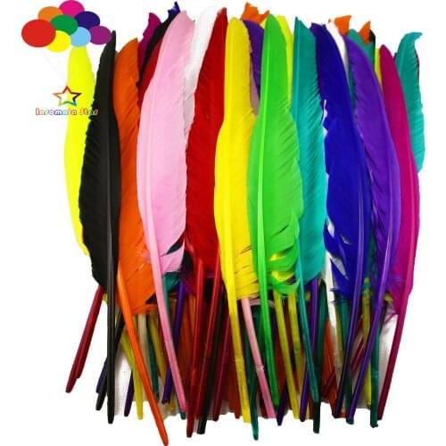 10-100 pcs/lot 10 color mixed colors 14-16inch Plumes Turkey Pointers Quill Large Feathers for Fashion Decorations