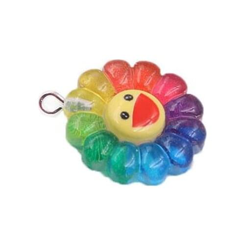 20pcs wholesale 2.3cm rainbow smile sunflowers charm pendants DIY jewelry making necklaces earrings findings di219