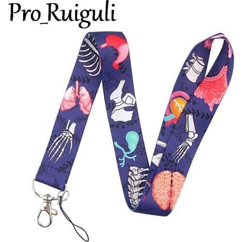 30pcs human organ Lanyards Cool Neck Strap webbings ribbons Phone Keys ID Card Holder Lanyard For Keys DIY Hang Ropes