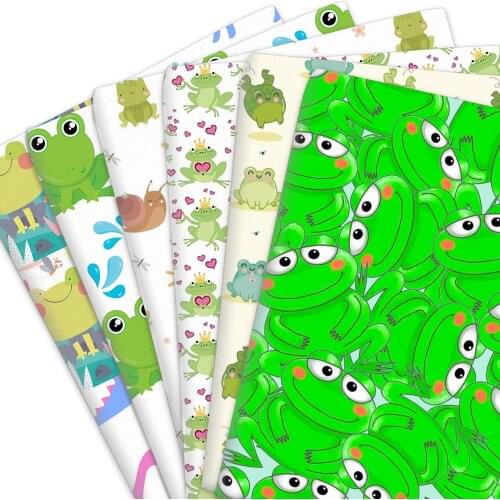 50*145cm Frog Cartoon 100% Pure Cotton Polyester Cotton Material Patchwork Sewing Quilting Fabrics Quilt Needlework DIY Cloth