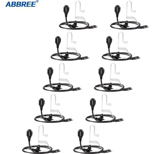 ABBREE 2 Pin PTT MIC Headset Covert Acoustic Tube In-ear Earpiece For Kenwood TYT Baofeng UV-5R 888S UV-S9 plus Accessories