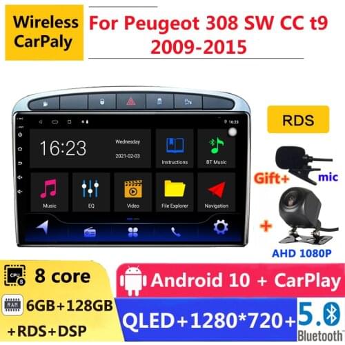 6G RAM 2 din android 10 car radio auto stereo for Peugeot 308 sw cc t9 2009 2010 2011 2015 navigation GPS DVD Multimedia Player