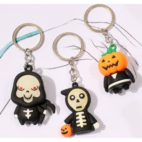 Halloween key chain pumpkin head ghost alloy key chain car bag pendant Halloween Gift