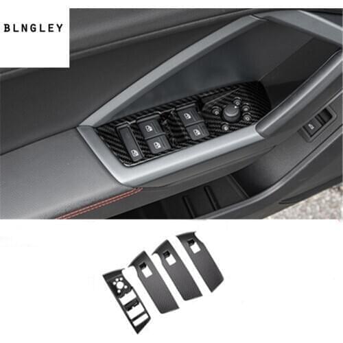 Free shipping 4pcs/lot ABS Carbon fiber grain car window lift panel decoration cover for 2019 2020 AUDI Q3 F3B car accessories
