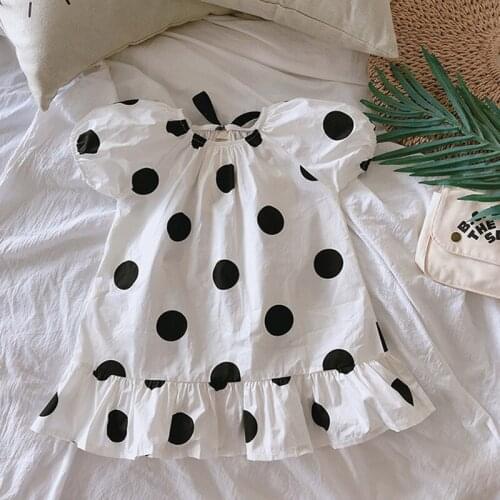 Childrens Clothing 2020 Summer Girls Polka Dot Dress Childrens Short-Sleeved Clothes Korean Princess Dress Baby Dress