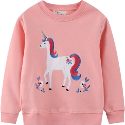 Jumping Meters Unicorn Girls Sweatshirts Cotton Autumn Winter Kids Clothes Toddler Kids Costume Hooded Shirts Baby Tops
