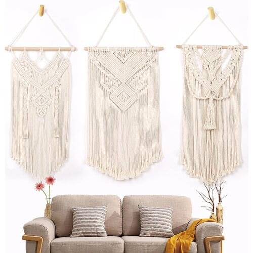 European Bohemian DIY hand woven cotton rope tapestry tassel home wall decoration soft