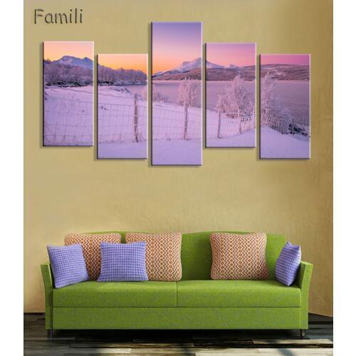 HD Print UnFramed Canvas Paintings 5 Pcs Bergen Norway Quaint Colorful Seaside Town Wall Art Poster For Living Room Modular Pict