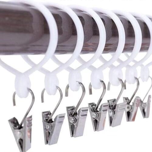 30 Set Curtain Rings Hanging Rings 35mm Internal Diameter with 3.4 by 1cm 430 Stainless Steel Hooks for Curtains and Rods