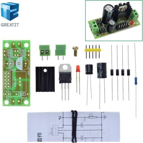 DIY KIT LM7805 L7805 DC/AC Three Terminal Voltage Regulator Power Supply Module 5V 6V 9V 12V Output Max 1.2A