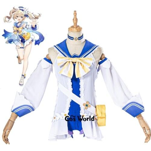 Genshin Impact Mondstadt Barbara Summertime Sparkle Summer Swimsuit Swimwear Outfit Games Cosplay Costumes