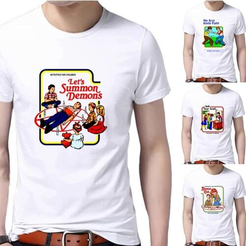 Summer Demon Men T Shirt Harajuku Scary Cartoon Boys Tee Tops Chic Ullzang Grim Reaper Evil Series Tshirt Female Streetwear
