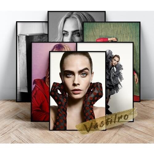 Cara Delevingne Hot Model Poster, Movie Female Star Wall Painting, Long Hair Elegant Goddess Art Prints, Beauty Wall Stickers