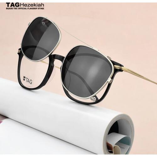 Fashion Spectacle Frame 2019 TAG Brand Eyeglasses Men Women With on Polarized Sunglasses clip Myopic computer glasses frame Nerd