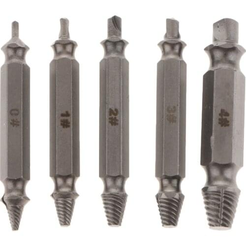 5 in 1 Box Screw Extractor Set Drill Bits Damaged Stripped Bolt Remover Tool