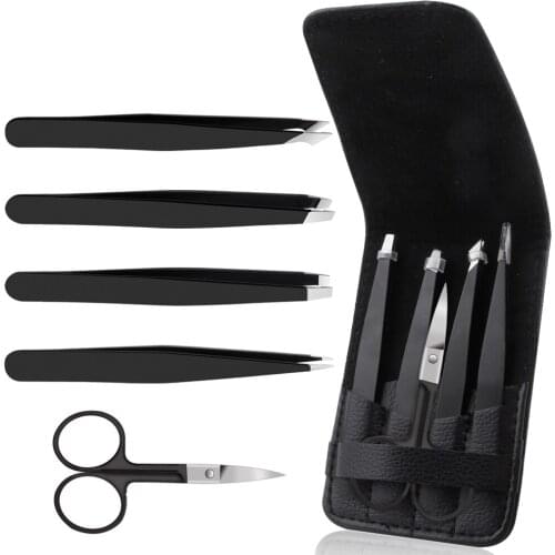 4/5Pcs Professional Eyebrow Tweezers Set Stainless Steel Eye Lashes Extension Vacuum Hair Brow Scissors Makeup Eyebrow Tools