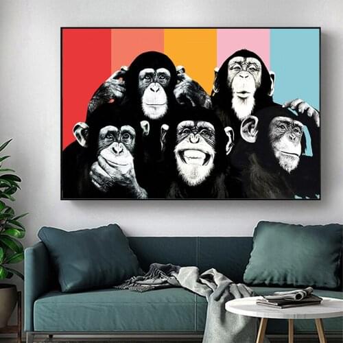 Colorful Monkey Canvas Oil Paintings Animal Art Posters Prints Home Decor Wall Art Picture For Living Room HD Printed Cuadros