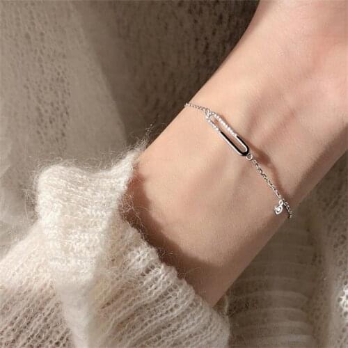 New Fashion Zircon Square Bracelets Girl Hand Jewelry Bright S925 Sterling Bracelet Female Silver Accessories Bangle Lady Gift