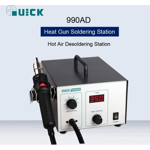 QUICK 990AD Digital Display Heat Gun Soldering Station Adjustable Temperature Hot Air Desoldering Station SMD Rework Station